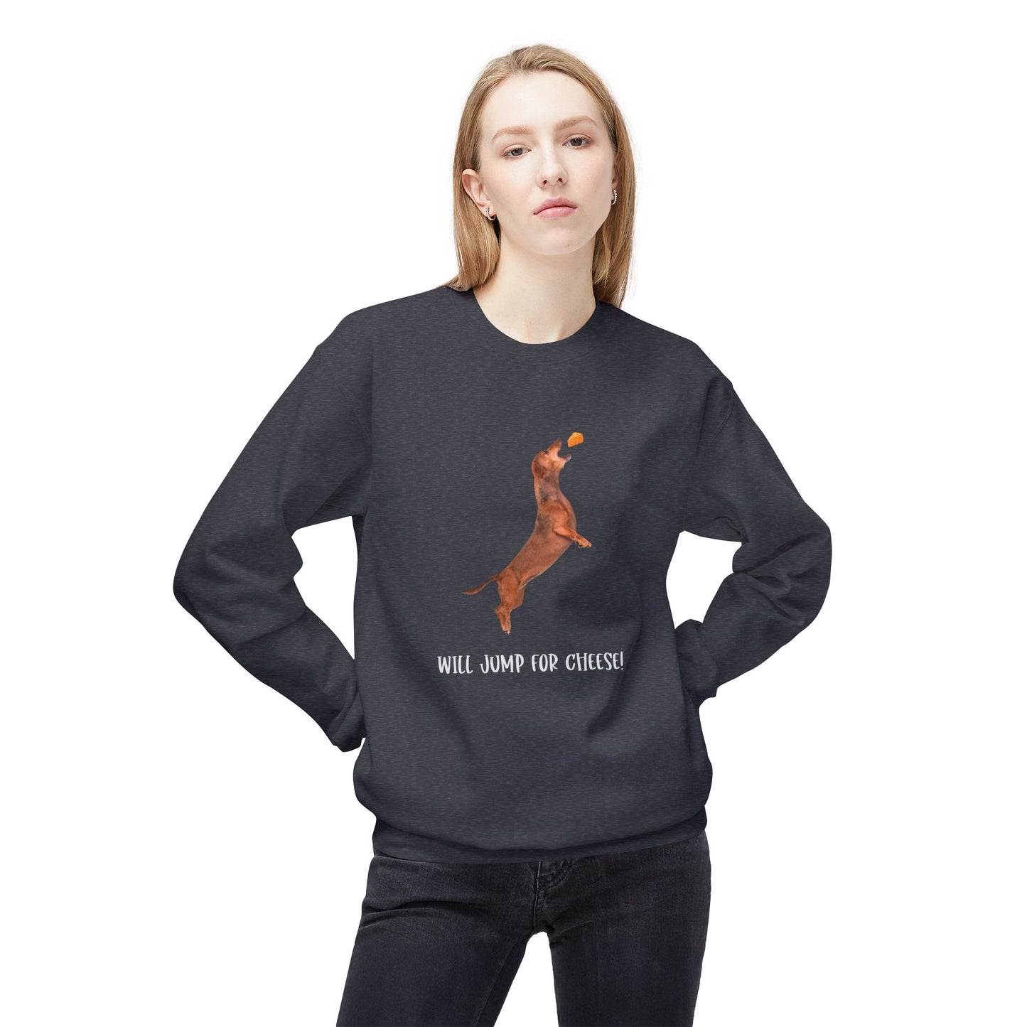 Playful Dachshund Crewneck Sweatshirt, Dog Lover Apparel, Cozy Gift for Pet Owners, Cute Dachshund Sweatshirt, Fleece Dog Sweatshirt