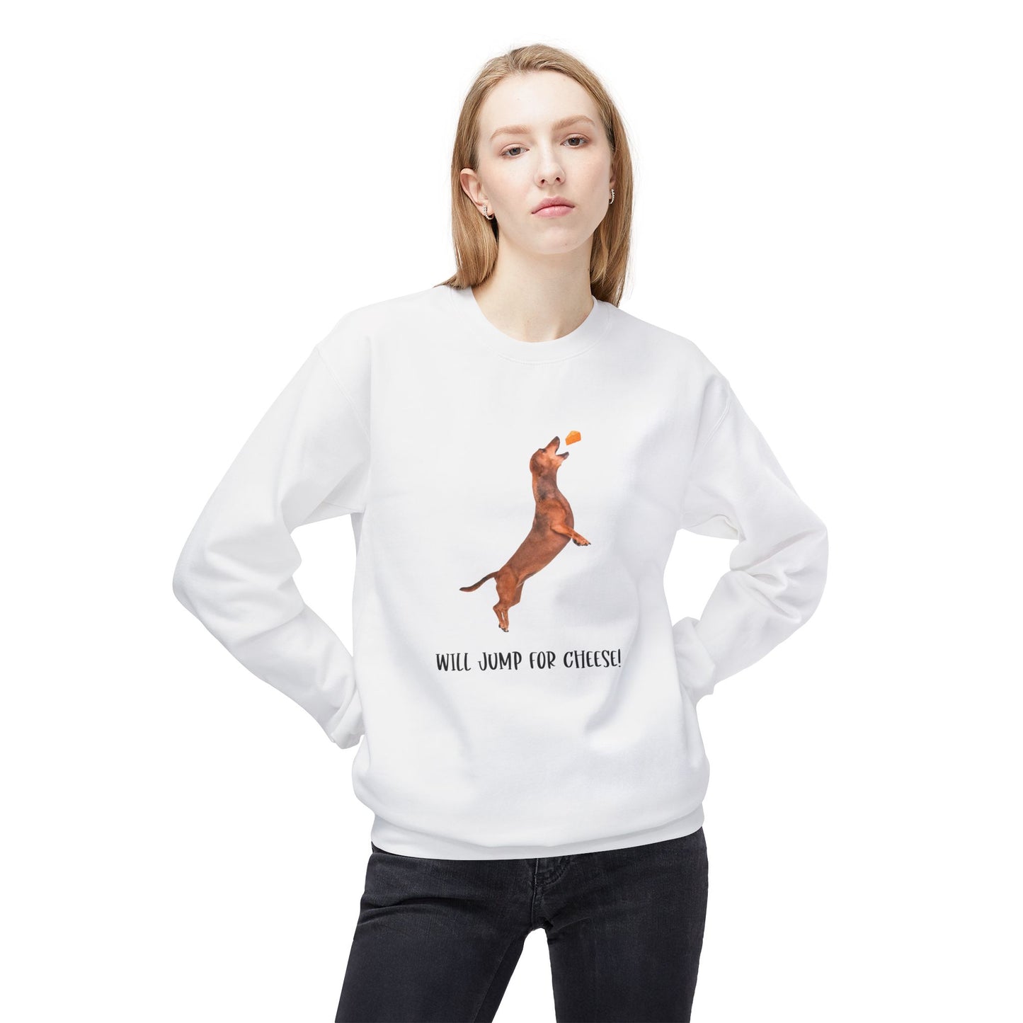 Playful Dachshund Crewneck Sweatshirt, Dog Lover Apparel, Cozy Gift for Pet Owners, Cute Dachshund Sweatshirt, Fleece Dog Sweatshirt