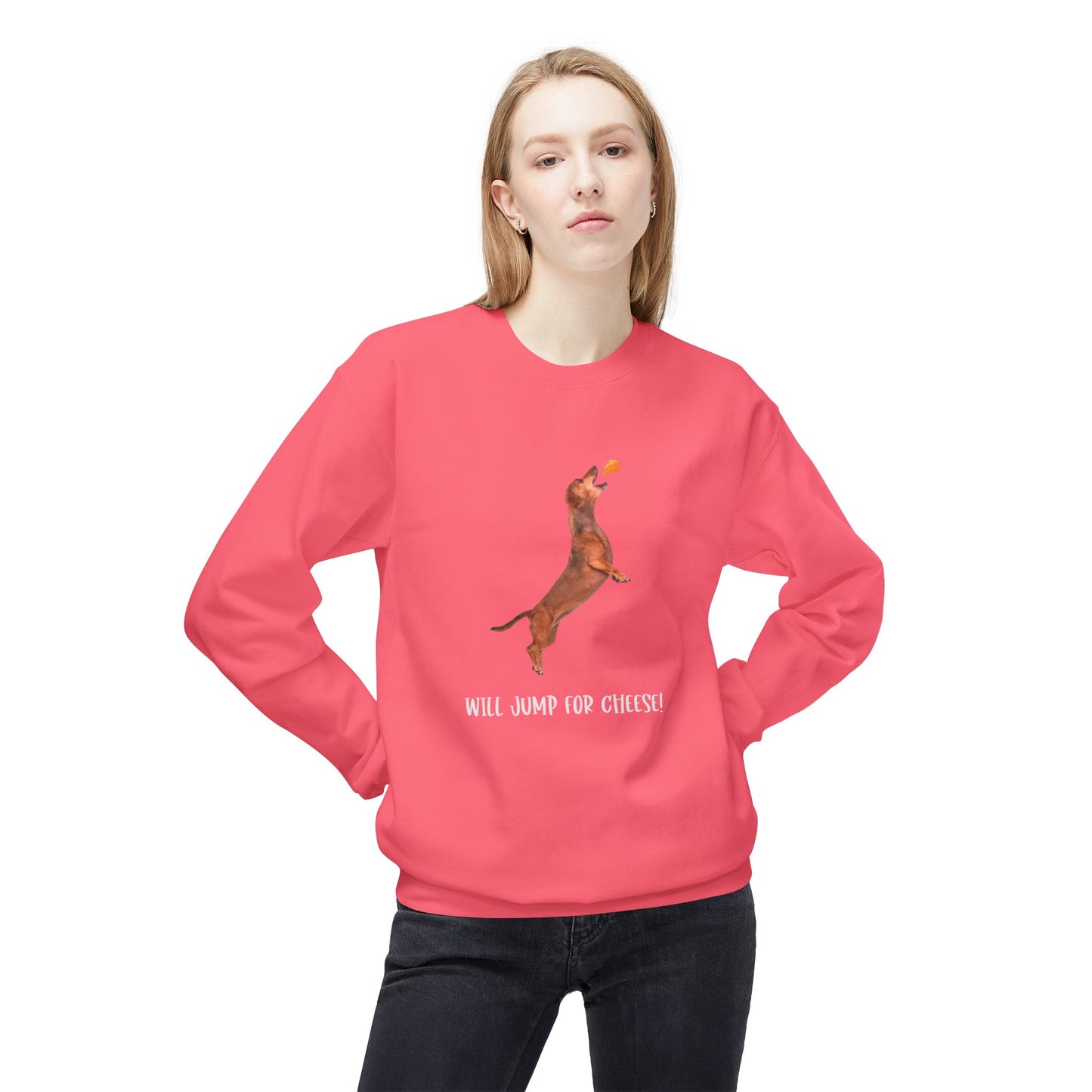 Playful Dachshund Crewneck Sweatshirt, Dog Lover Apparel, Cozy Gift for Pet Owners, Cute Dachshund Sweatshirt, Fleece Dog Sweatshirt