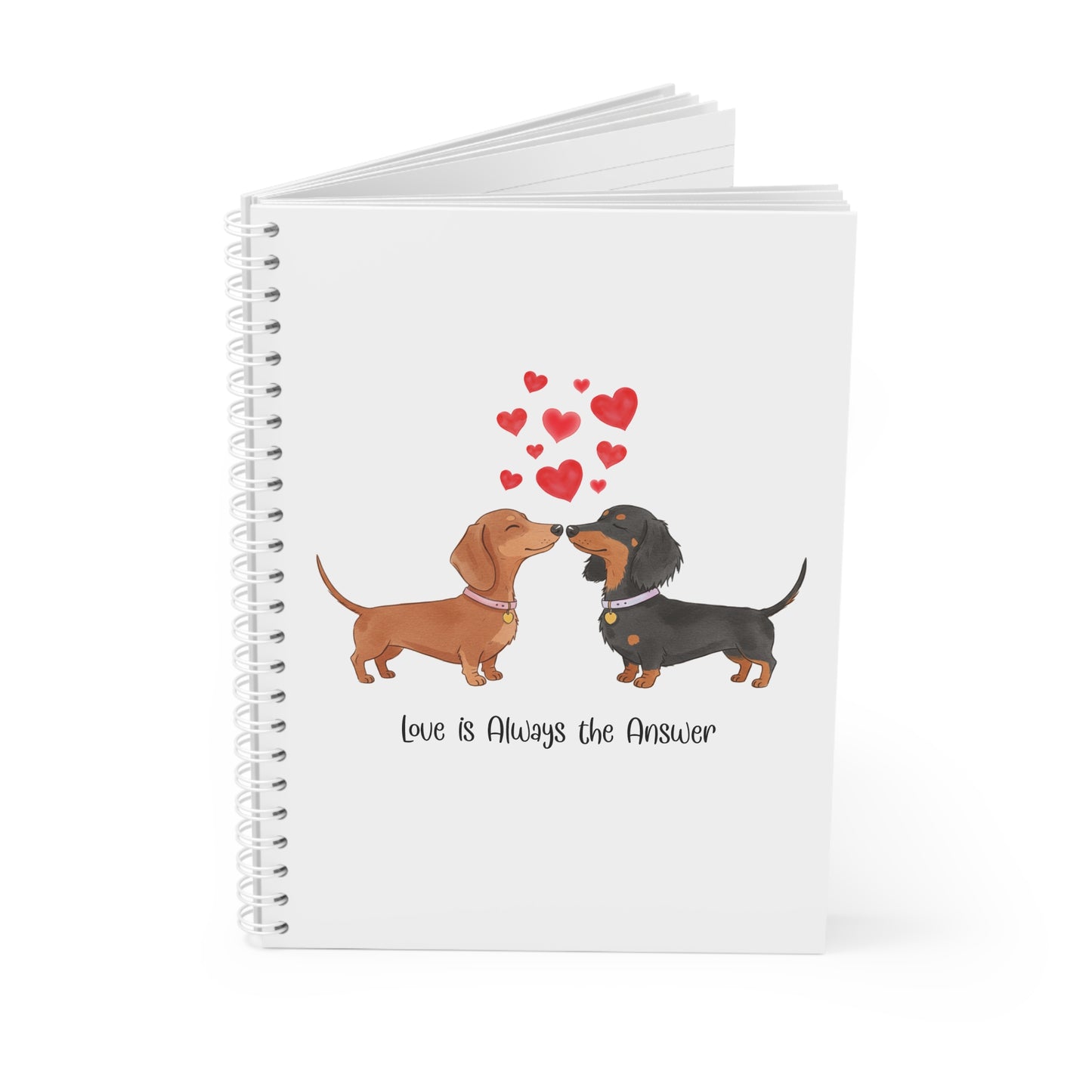 Cute Dog Lovers Spiral Notebook, Love is Always the Answer Journal, Pet Lover Gift, Dog Owner Stationery, Animal-Themed Note Journal