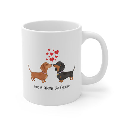 Dog Lovers Mug - "Love is Always the Answer" - Cute Dachshund Design, Gift for Pet Owners, Perfect for Birthdays and Anniversaries