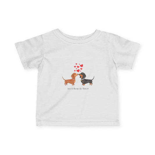 Adorable Dachshund Love Tee for Infants, Cute Baby Shirt, Dog Lover Gift, Birthday Outfit, Baby Shower Gift, Pet-Themed Apparel