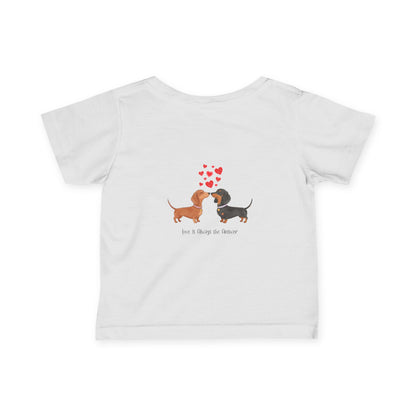 Adorable Dachshund Love Tee for Infants, Cute Baby Shirt, Dog Lover Gift, Birthday Outfit, Baby Shower Gift, Pet-Themed Apparel