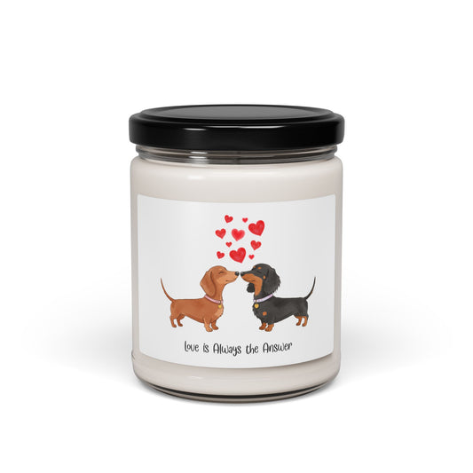 Dachshund Love Soy Candle, Cute Dog Gift, Home Decor, Pet Lover Candle, Valentine's Day Gift, Cozy Atmosphere