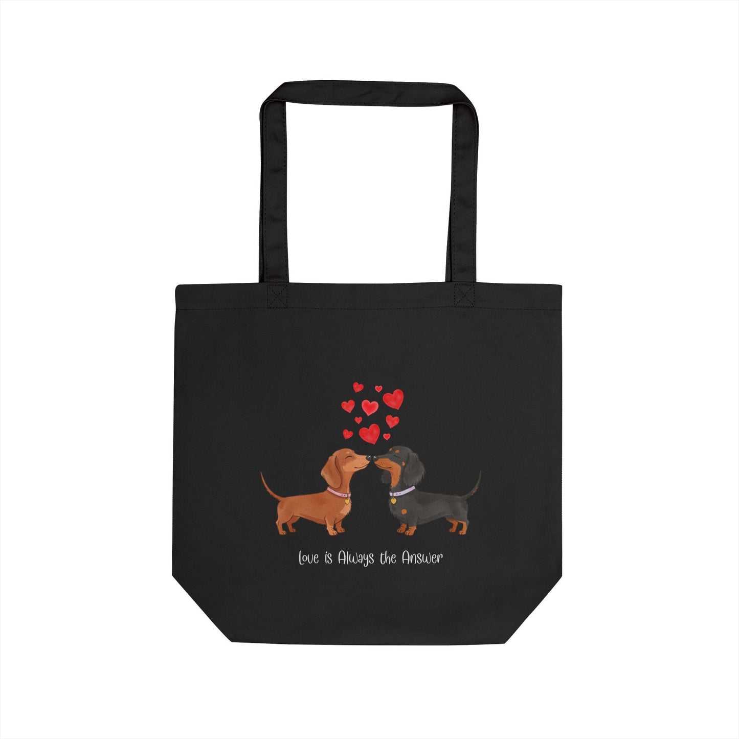 Adorable Dachshund Love Eco Tote Bag, Dog Lover Gift, Reusable Shopping Tote, Valentine's Day Bags, Cute Pet Owner Accessory