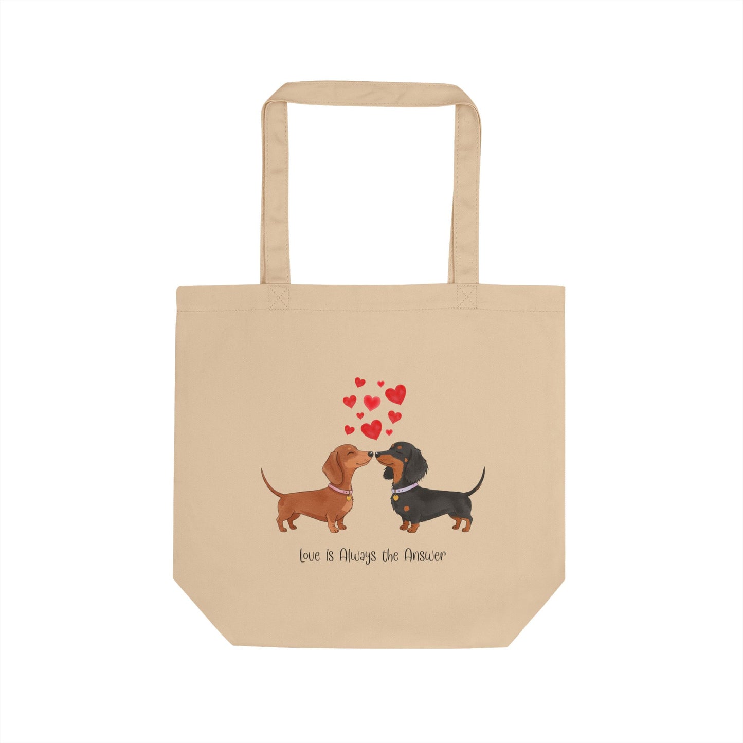 Adorable Dachshund Love Eco Tote Bag, Dog Lover Gift, Reusable Shopping Tote, Valentine's Day Bags, Cute Pet Owner Accessory
