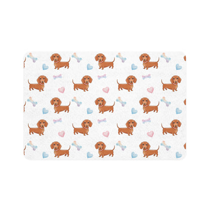 Dachshund Pet Food Mat (12x18) — Cute Sausage Dog & Hearts Feeding Mat
