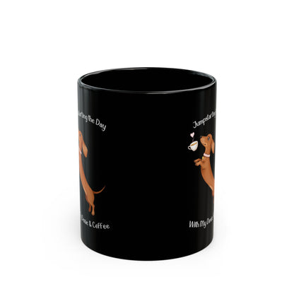 Dachshund Coffee Mug - Jumpstarting the Day with My Dexie & Coffee, Dog Lover Gift, Pet Owner Mug, Fun Dog Mug, Cute Coffee Cup