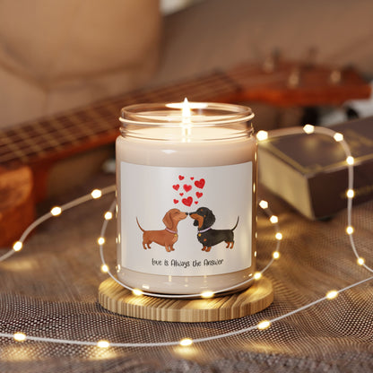 Dachshund Love Soy Candle, Cute Dog Gift, Home Decor, Pet Lover Candle, Valentine's Day Gift, Cozy Atmosphere